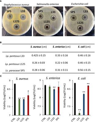 Genetic and phenotypic assessment of the antimicrobial activity of three potential probiotic lactobacilli against human enteropathogenic bacteria